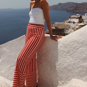 Zara Red and White Striped Pants